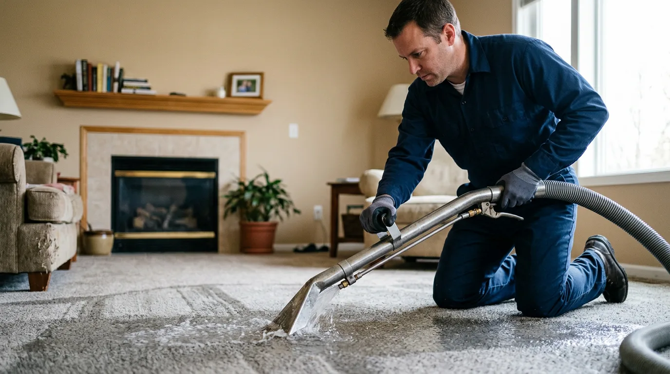 Water damage restoration technician working near Ada, MN